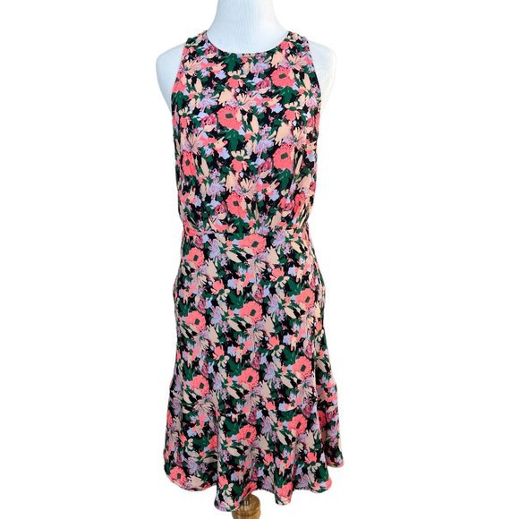 J Crew Mercantile Dress 2 Draped Waist Floral Multicolor A-Line Sleeveless - Picture 1 of 12